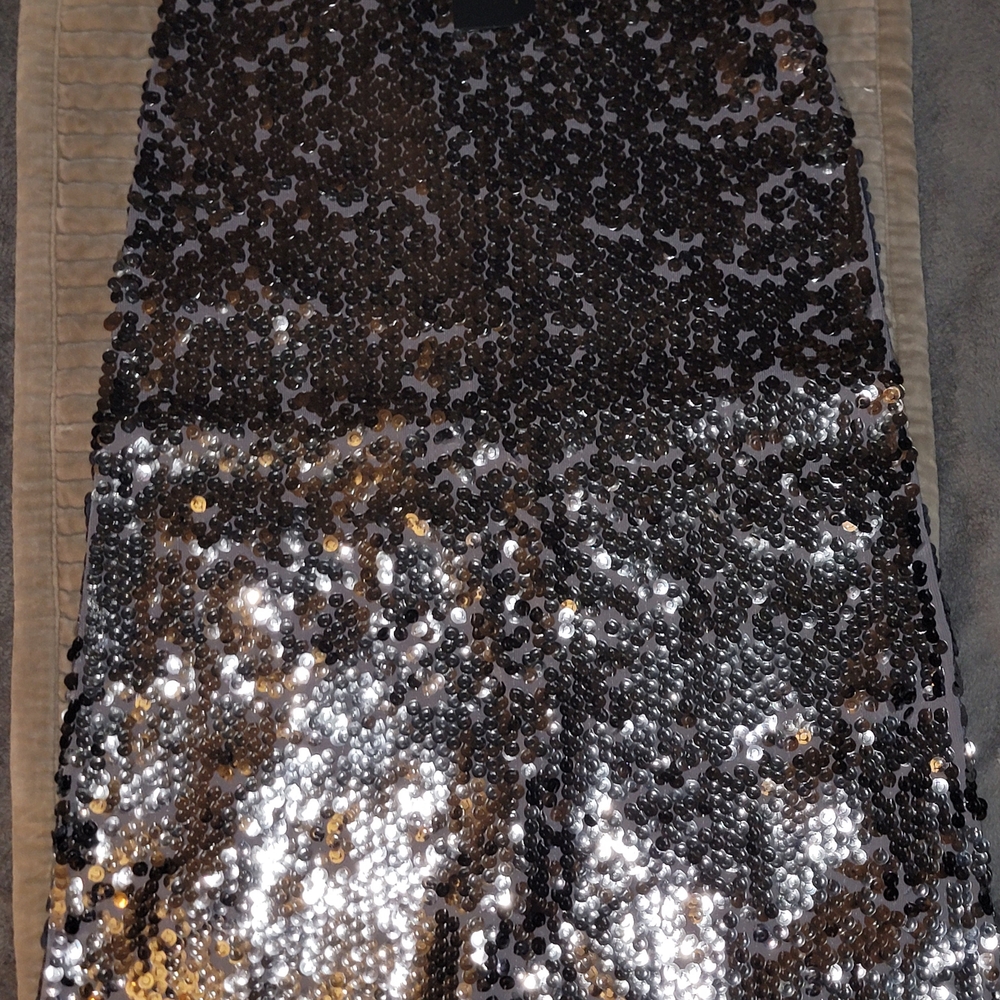 Maje Black and Silver Sequin Top